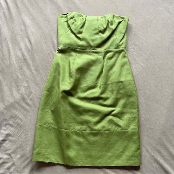 J Crew Strapless Dress - Chartreuse Green, Size 2 - Picture 2 of 7